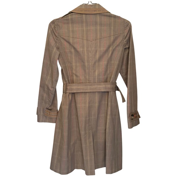 BODEN - Tan Plaid Pattern Belted Trench Coat - Size 4 US - Picture 2 of 8